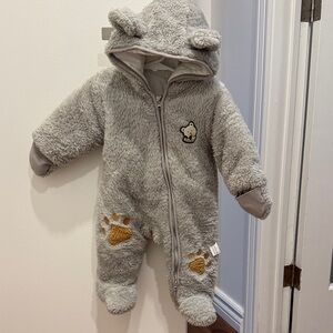 Cozy Gray Bear Onesie jacket for babies